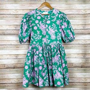 Xirena Caprisyn Green Aurie Puff Sleeve Mini Dress Size Large